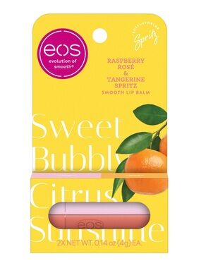 eos 2pk Limited Edition Lip Balm - Raspberry Rosé & Tangerine Spritz, NEW